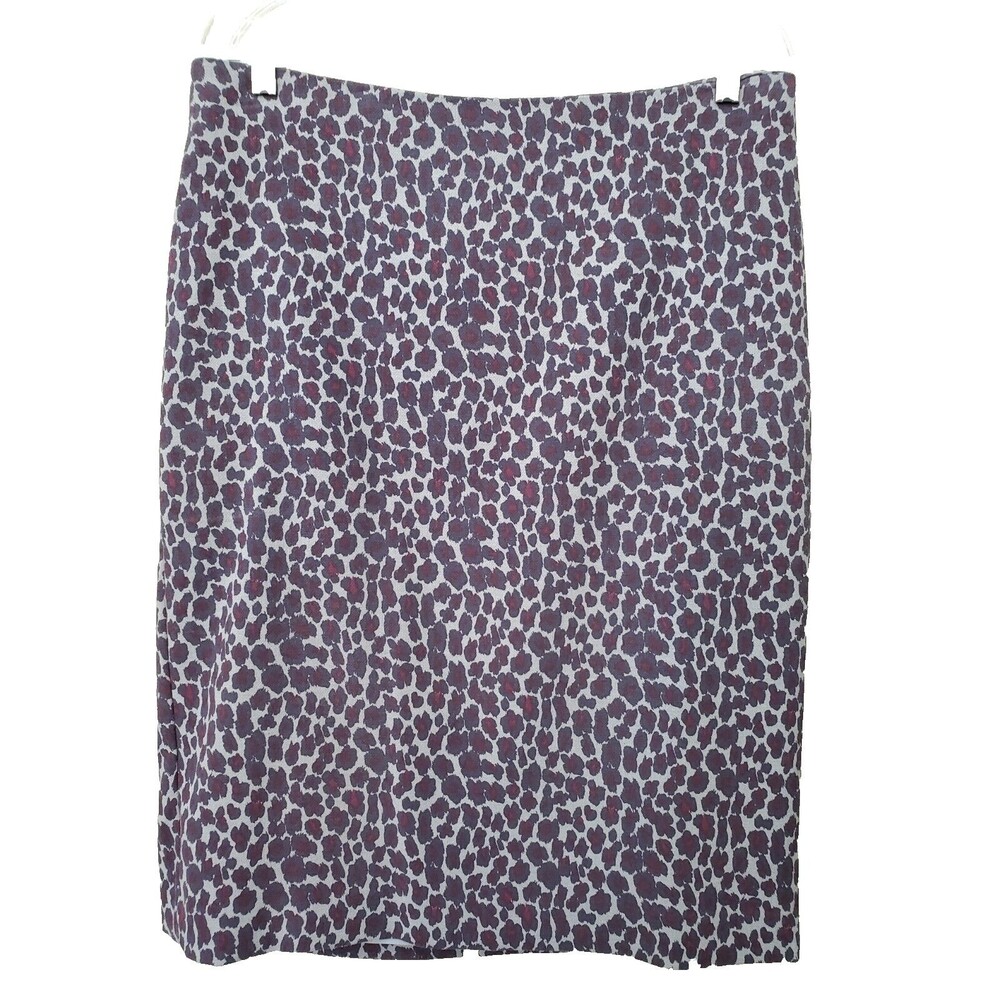 TALBOTS Gray Leopard Print Back Slit Lined Pencil Skirt Size 12